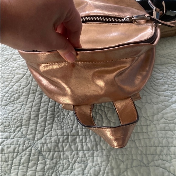 French Connection Jace Metallic Mini Backpack in Rose Gold - Picture 4 of 9